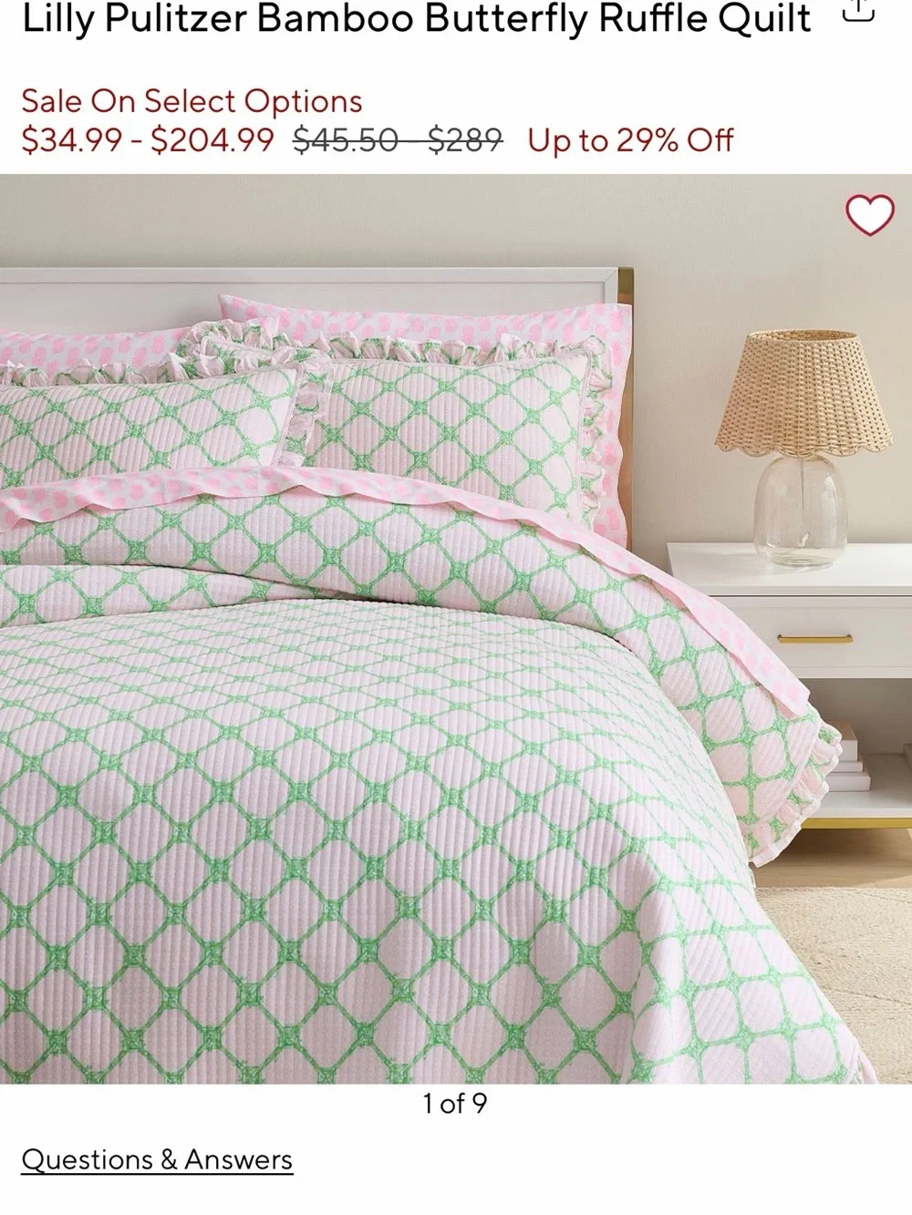 ISO Lilly Pulitzer Pottery Barn Bamboo Butterfly Ruffle Quilt